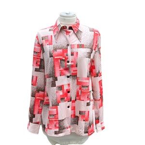 PYKETTES Vintage 70s Button down women’s shirt printed size small